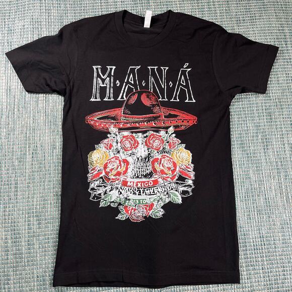 MANA Mexico Lindo Y Querido 2023 Tour Black T Shirt Mens Sz S New - Picture 1 of 7